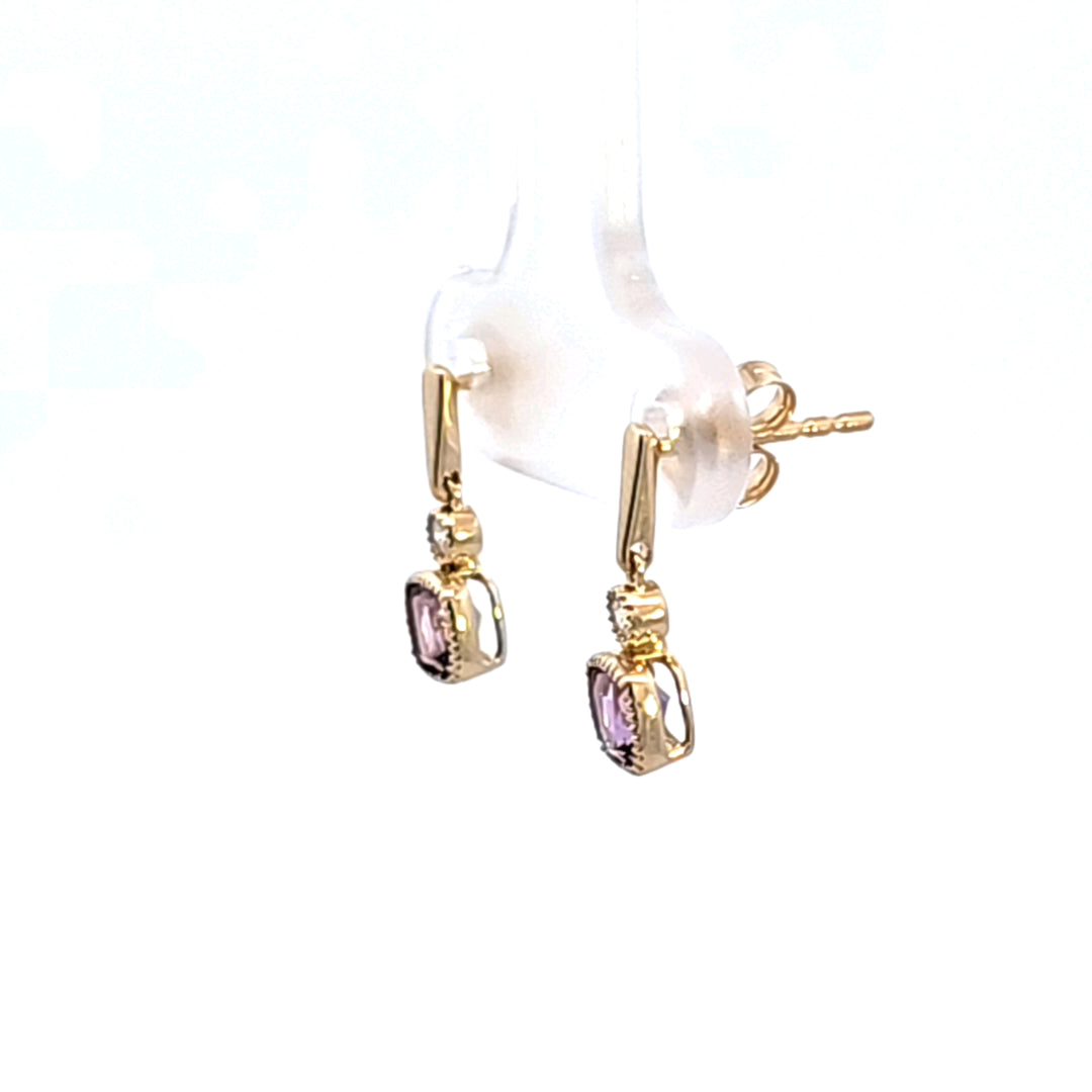 14KY Amethyst and Diamond Earrings