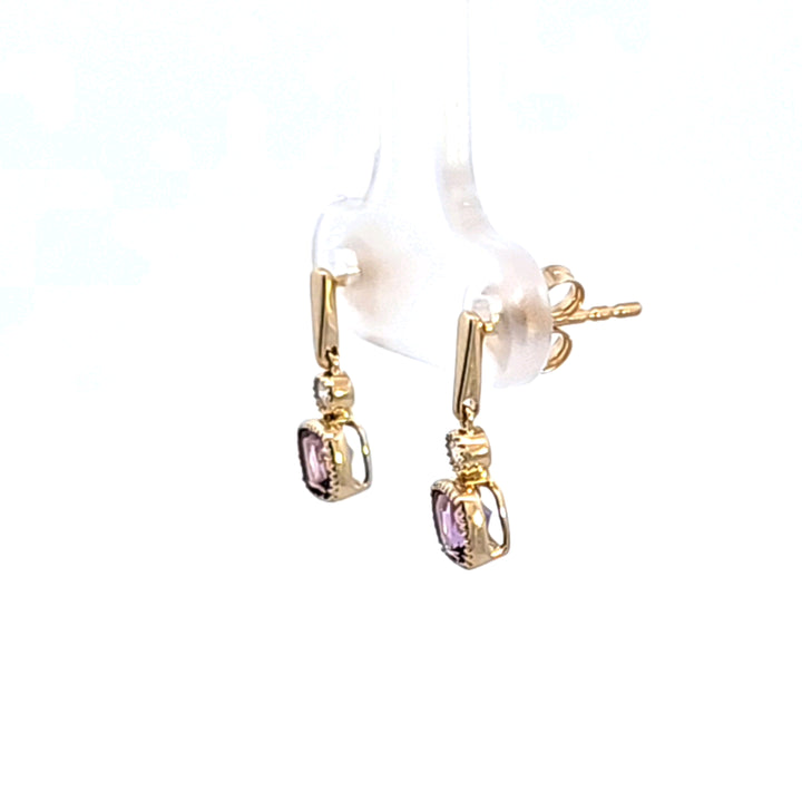 14KY Amethyst and Diamond Earrings