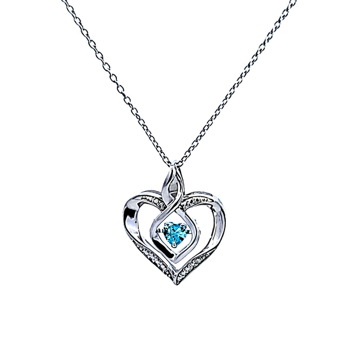 Sterling Silver Aquamarine and Diamond Pendant