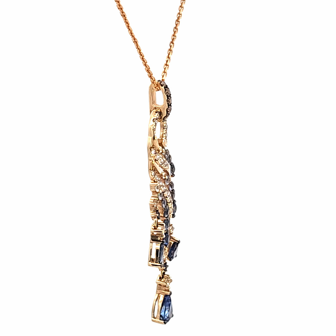 14KY Sapphire and Diamond Pendant Necklace