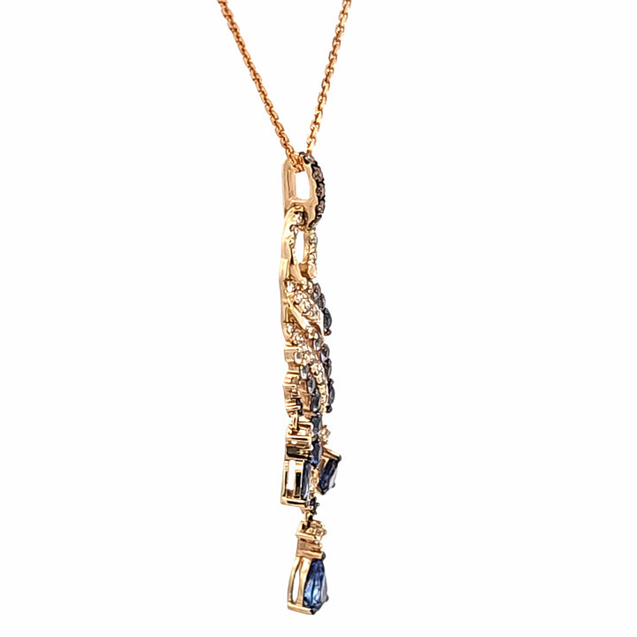 14KY Sapphire and Diamond Pendant Necklace