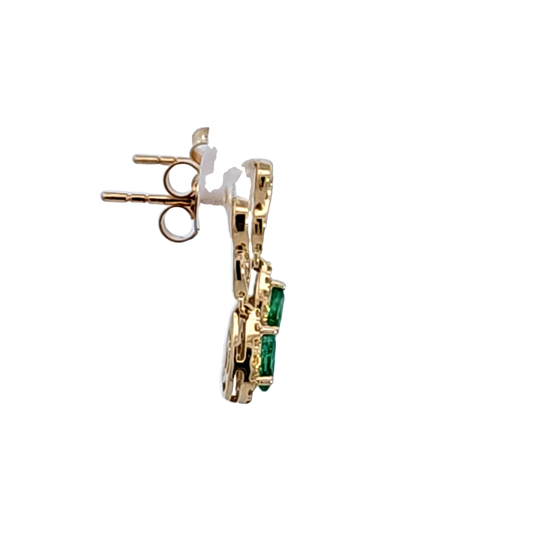 14KY Emerald and Diamond Drop Earrings