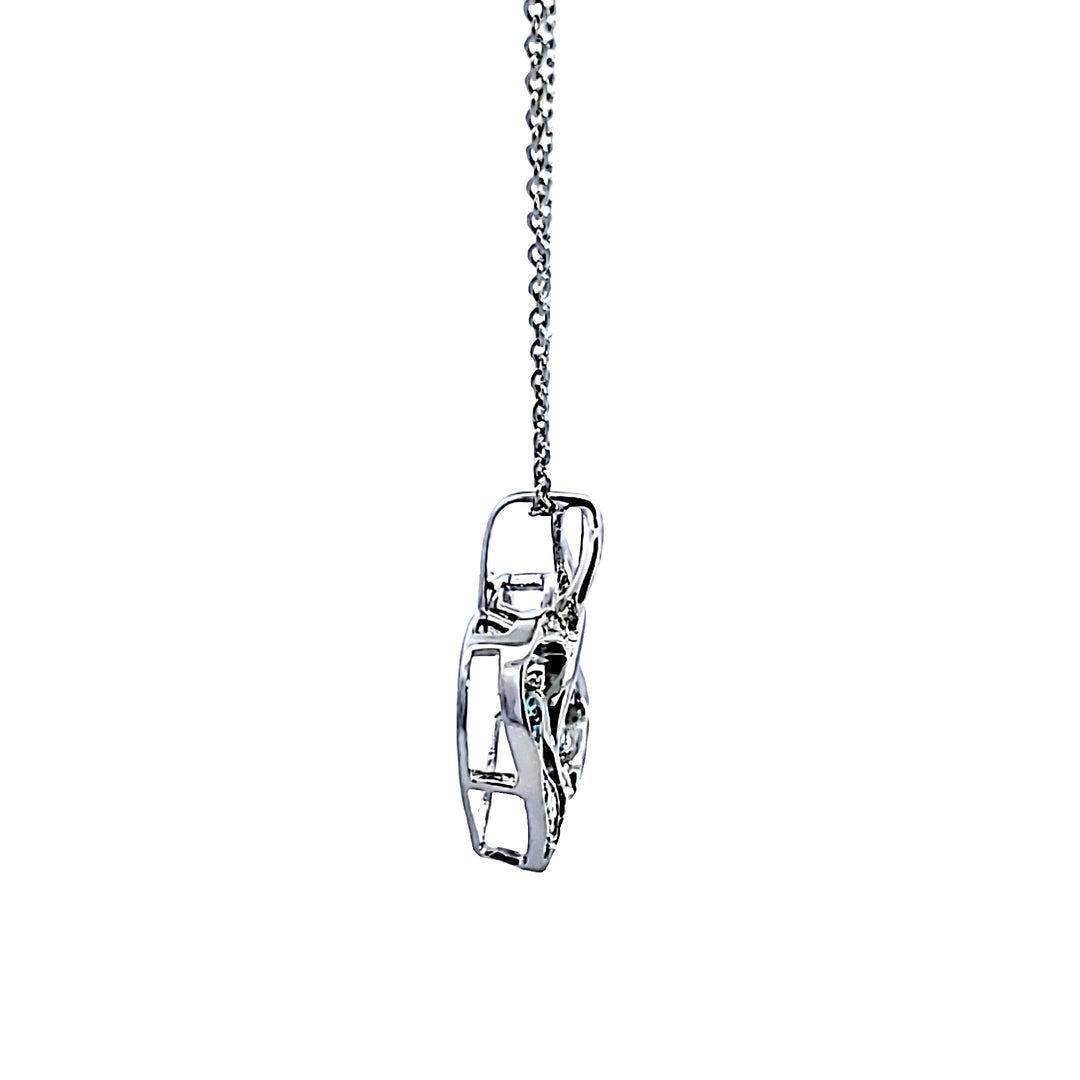 Sterling Silver Aquamarine and Diamond Pendant