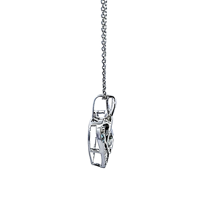 Sterling Silver Aquamarine and Diamond Pendant