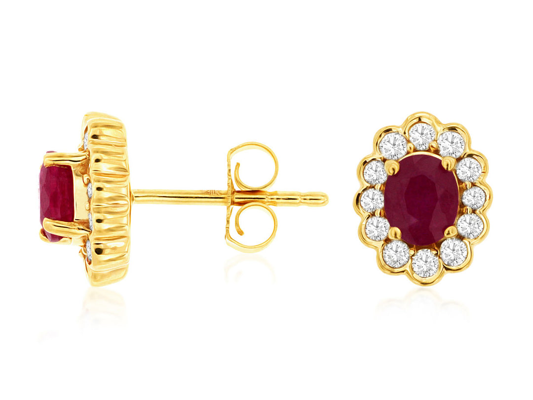 14KY Ruby and Diamond Earrings
