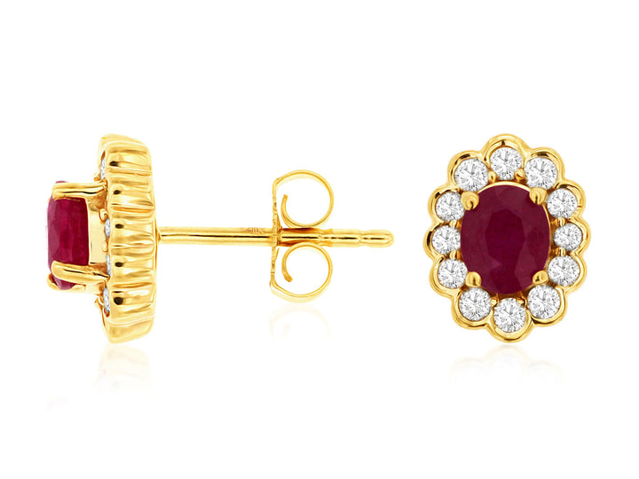 14KY Ruby and Diamond Earrings