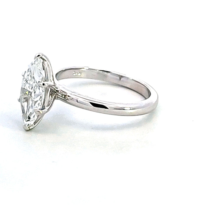 14KW Lab Grown Marquise Diamond Solitaire Engagement Ring