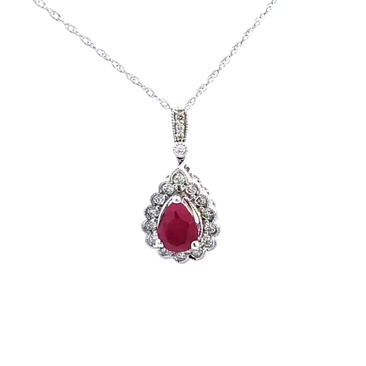 14KW Ruby and Diamond Pendant