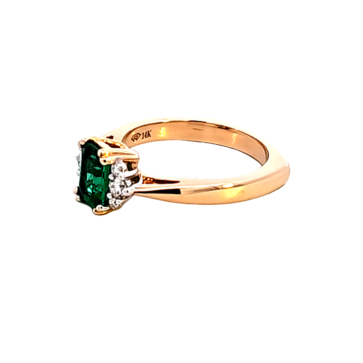 14KY Emerald and Diamond Ring