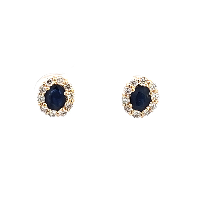 14KY Blue Sapphire and Diamond Earrings