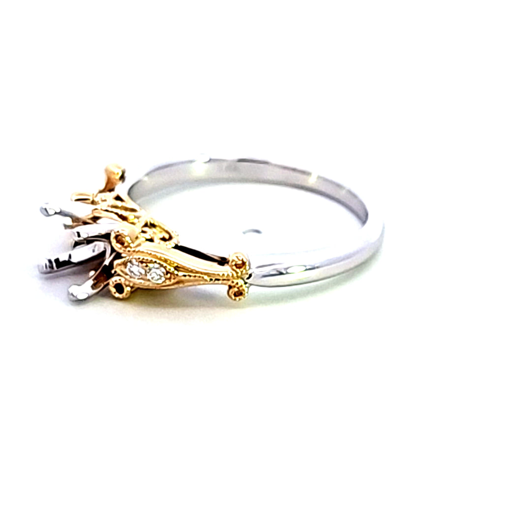 14KTT Diamond Semi Mount Engagement Ring