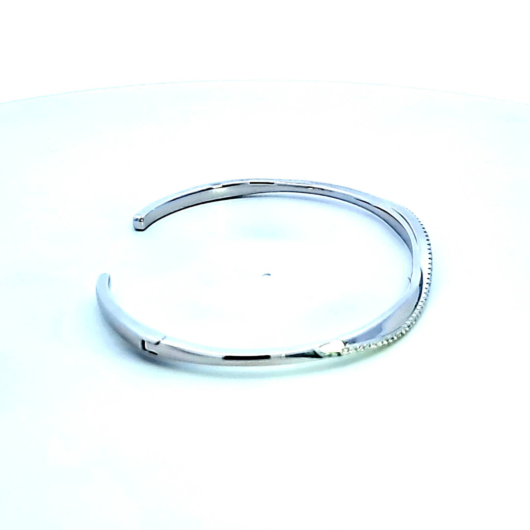 Sterling Silver and Platinum CZ Bangle Bracelet