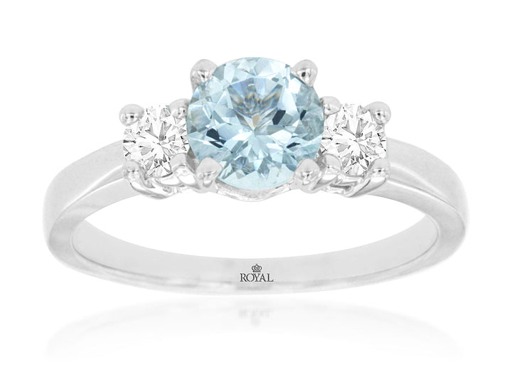 14KW Aquamarine and Diamond Ring