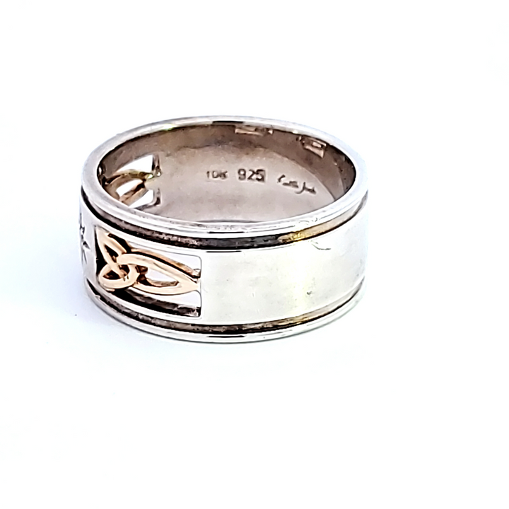 Sterling Silver and 10K Yellow Gold Trinity Ring