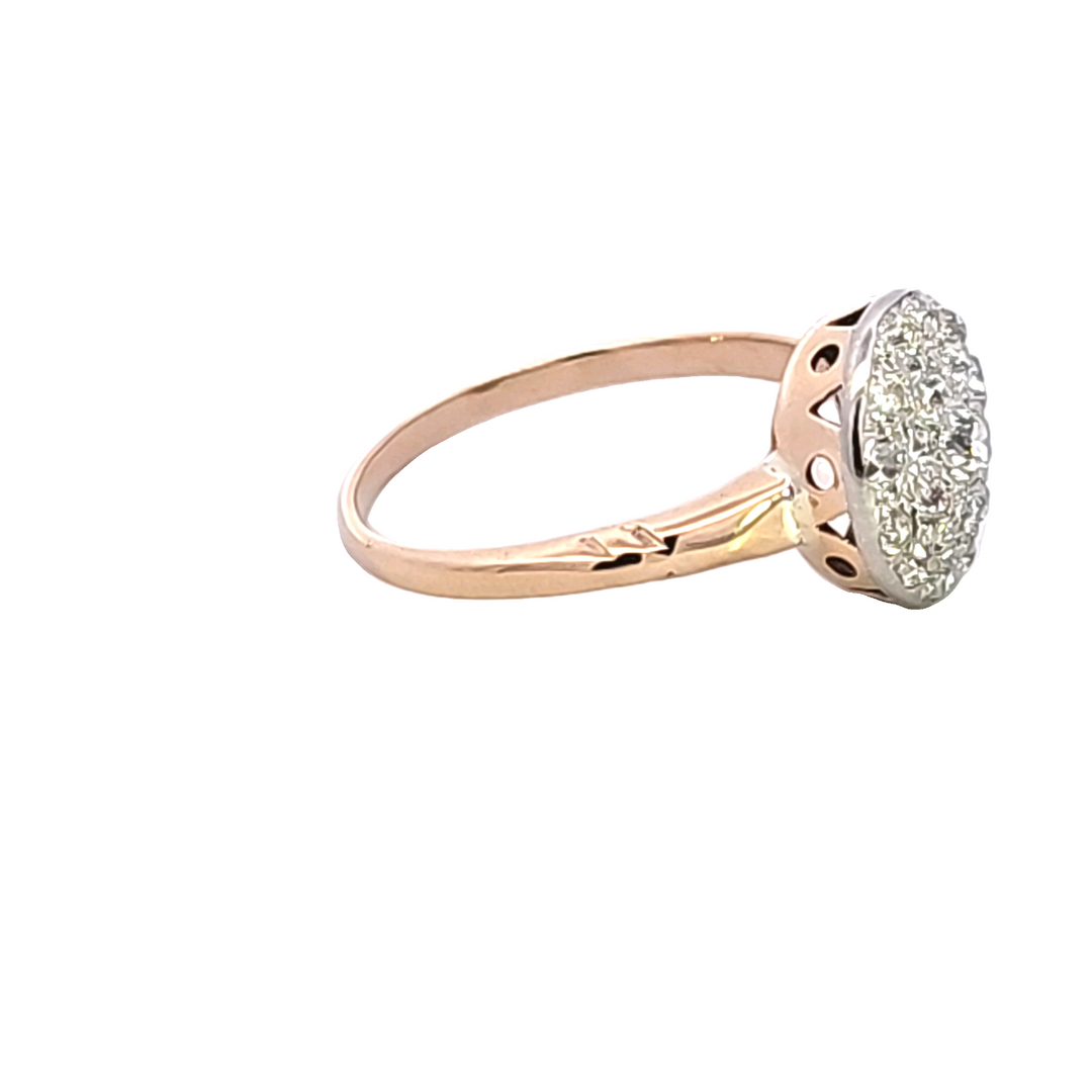 14K/Platinum Diamond Cluster Estate Ring