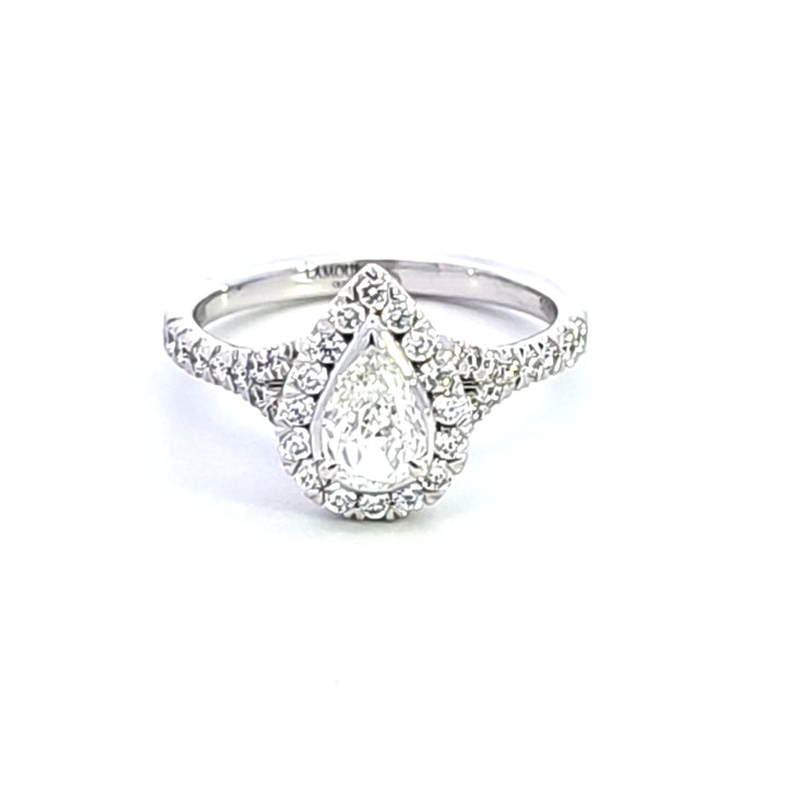14KW Pear Crisscut Diamond Engagement Ring