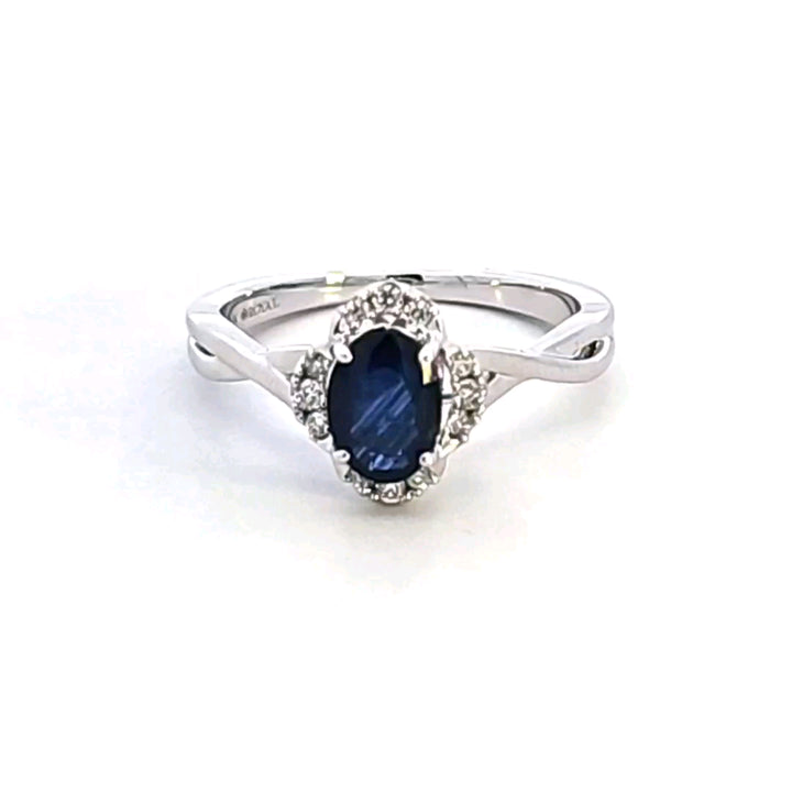 14KW Blue Sapphire and Diamond Ring