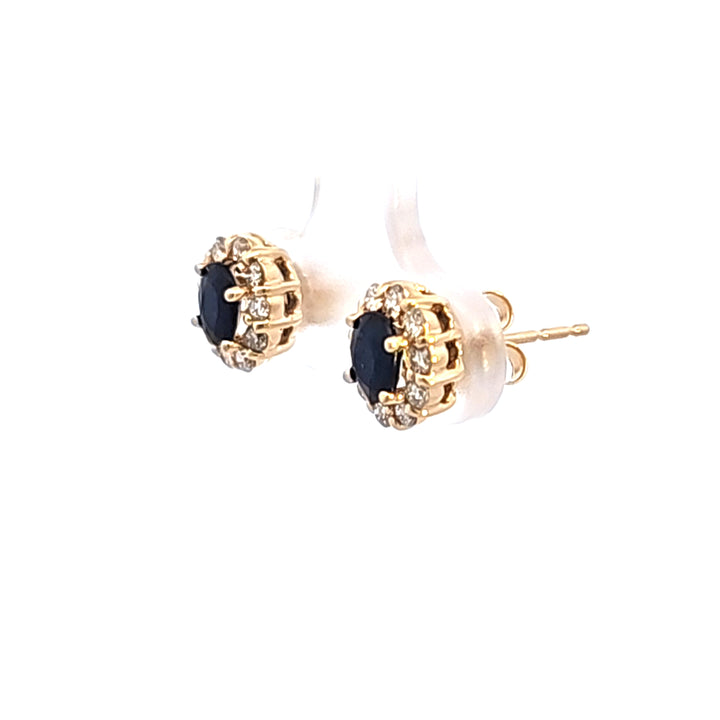 14KY Blue Sapphire and Diamond Earrings
