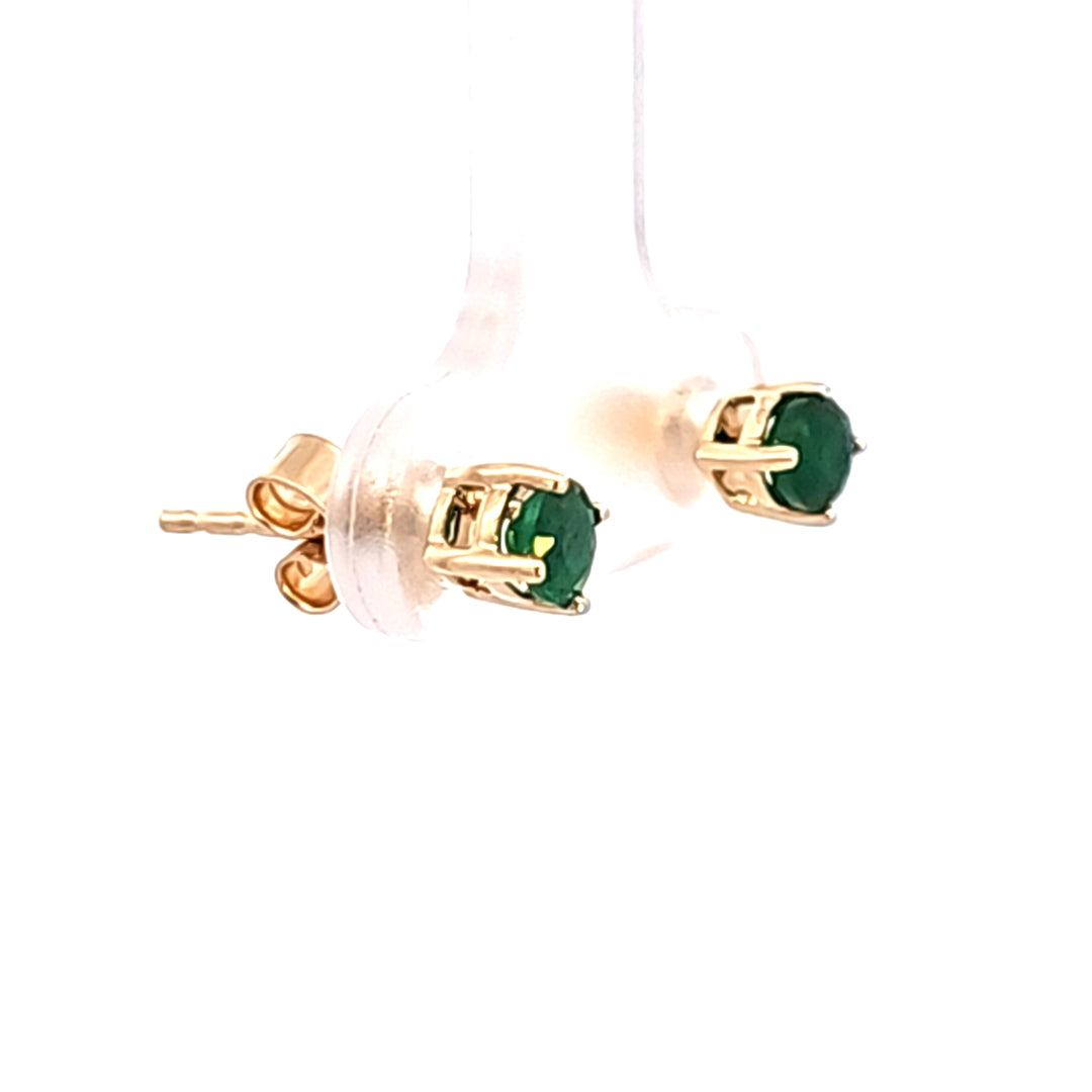 14KY Emerald Stud Earrings