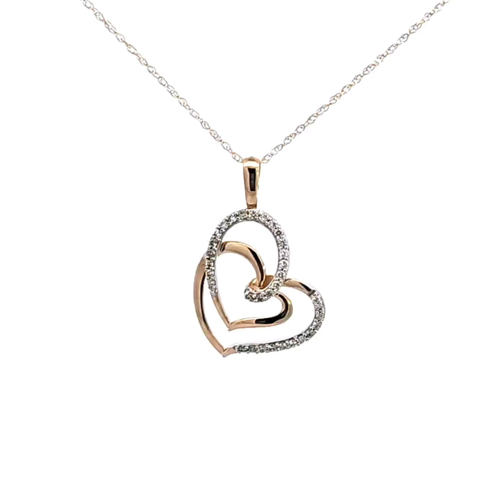14KY Diamond Double Heart Pendant