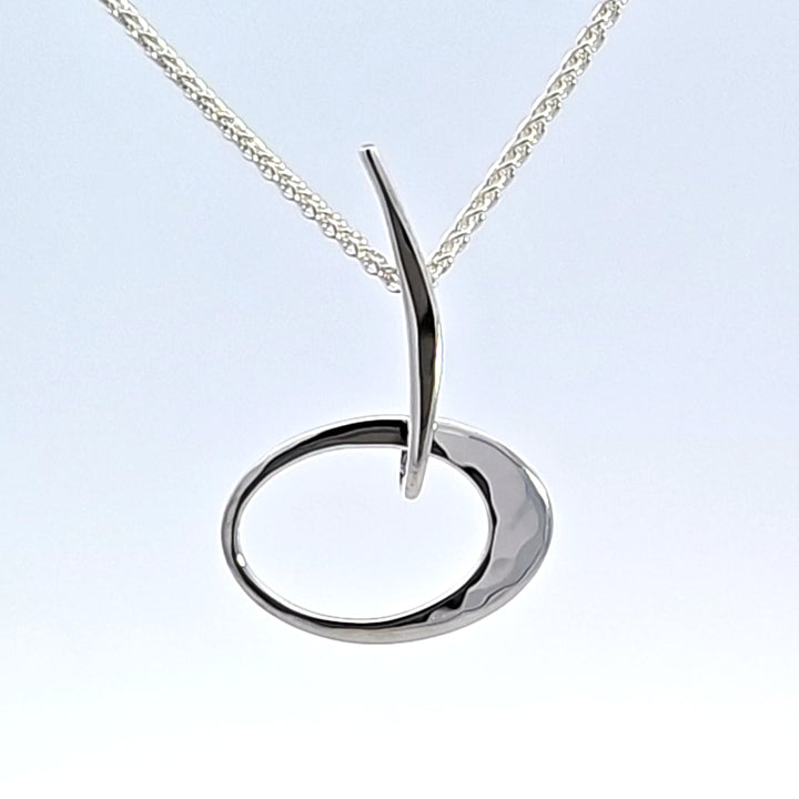 Sterling Silver Petite Elliptical Pendant Necklace