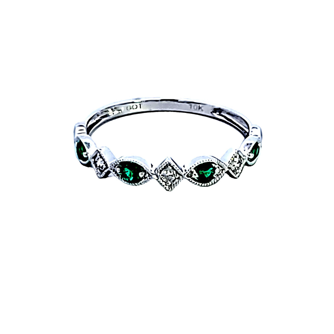 10KW Emerald and Diamond Birthstone Fashion Ring