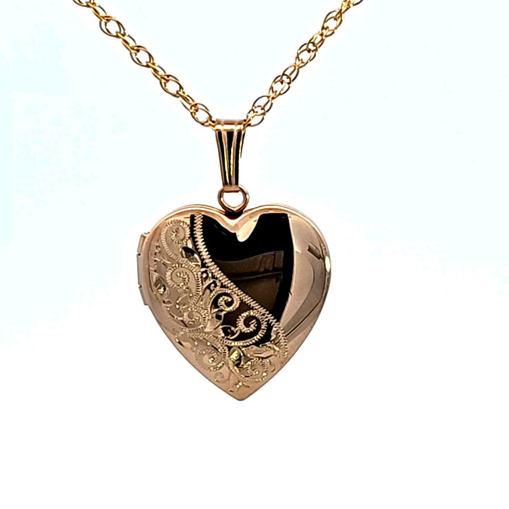 14KY Gold Filled Engraved Heart Locket