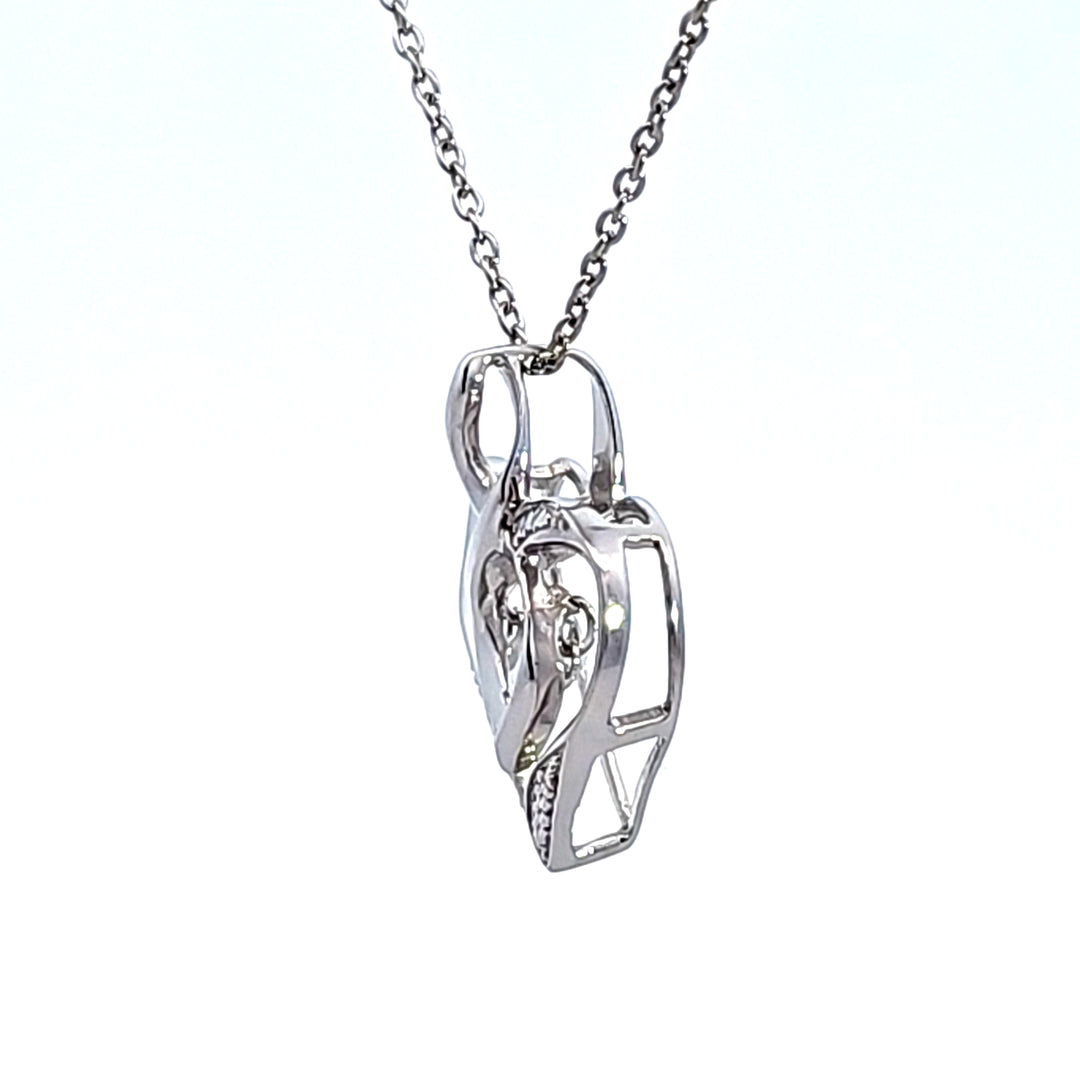 Sterling Silver Created White Topaz and Diamond Pendant