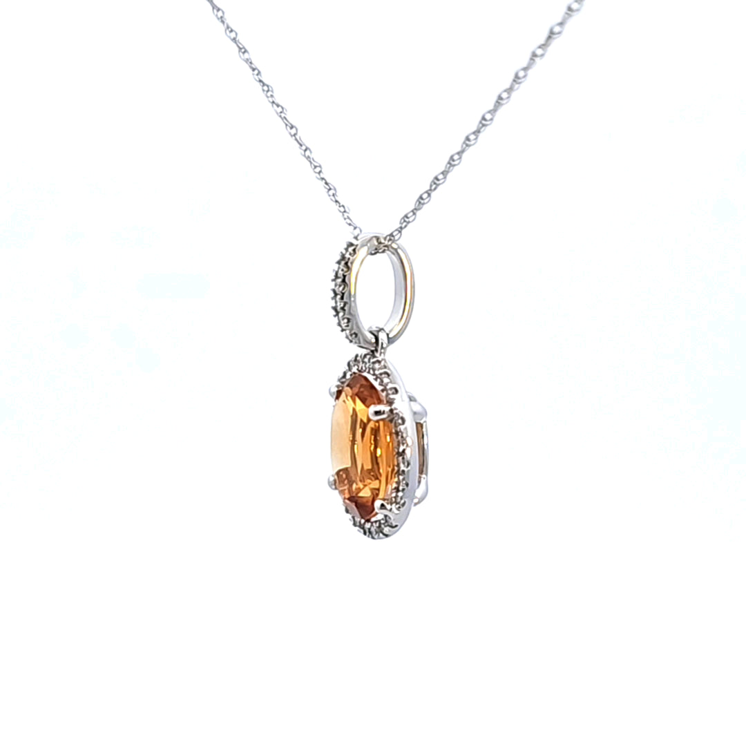 14KW Citrine and Diamond Pendant