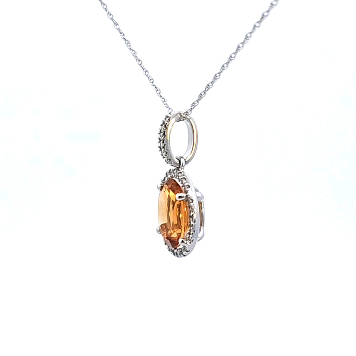 14KW Citrine and Diamond Pendant