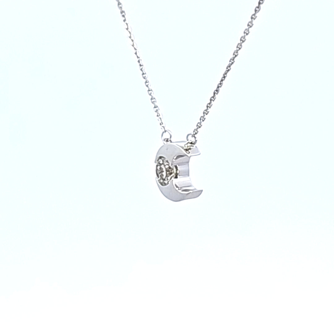 18KW Hearts On Fire Charmed Half Moon Diamond Necklace