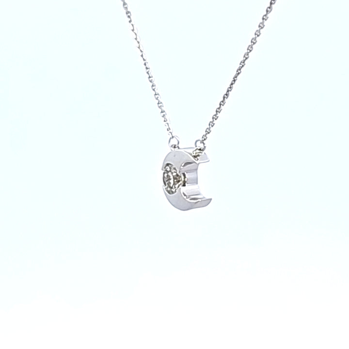 18KW Hearts On Fire Charmed Half Moon Diamond Necklace