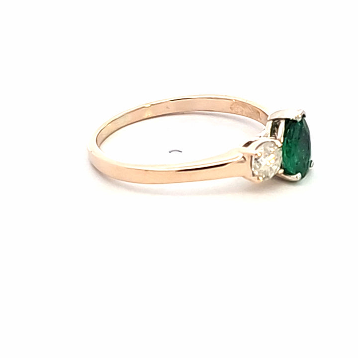 14KY Emerald and Diamond Estate Ring