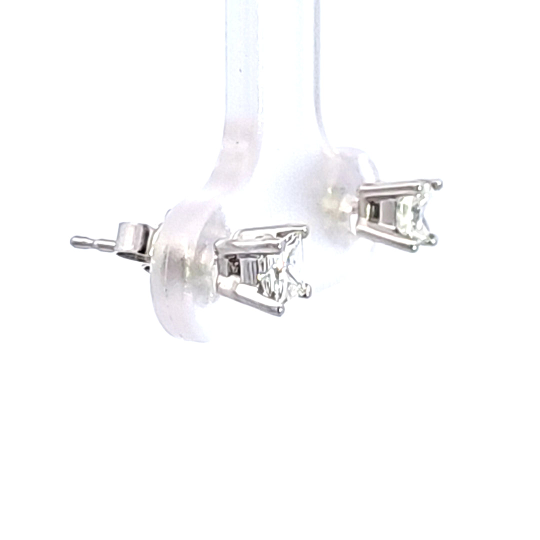 14KW 1/2 ctw Princess Cut Diamond Stud Earrings