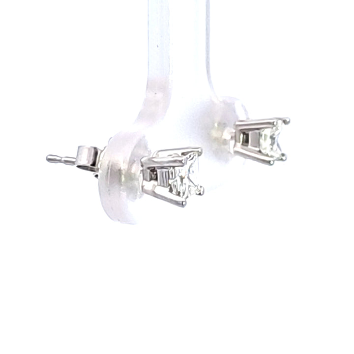 14KW 1/2 ctw Princess Cut Diamond Stud Earrings