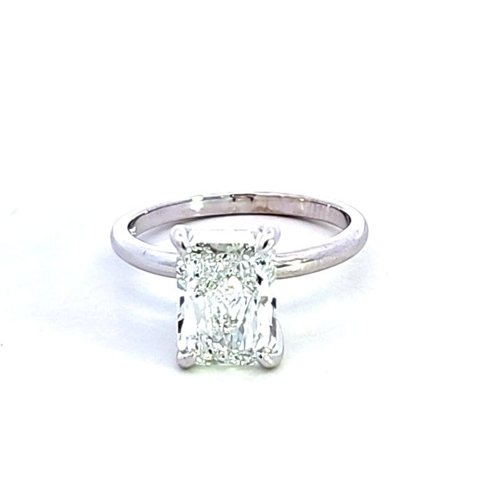 14KW 2.92 ct Lab Grown Radiant Diamond Solitaire Engagement Ring