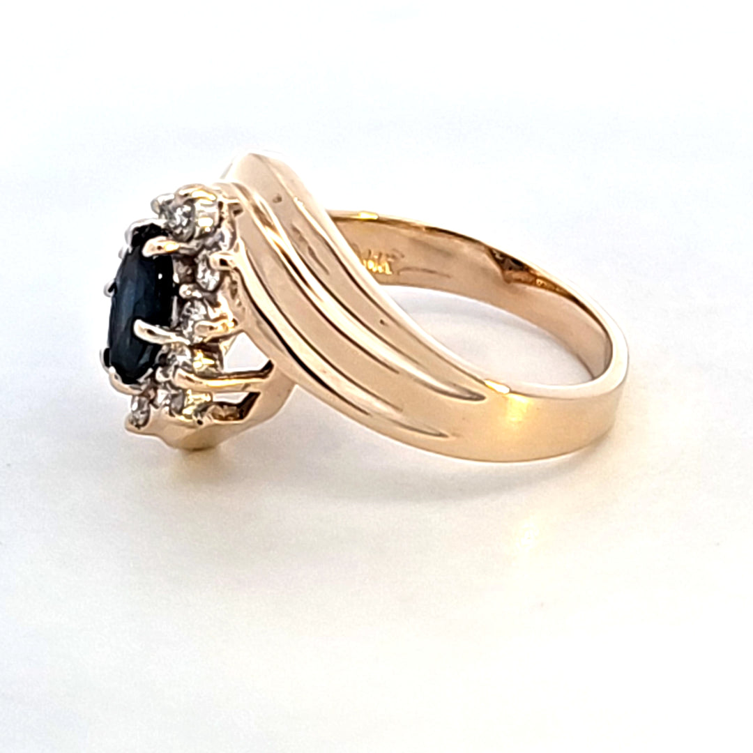 14KY Marquise Sapphire and Diamond Estate Ring
