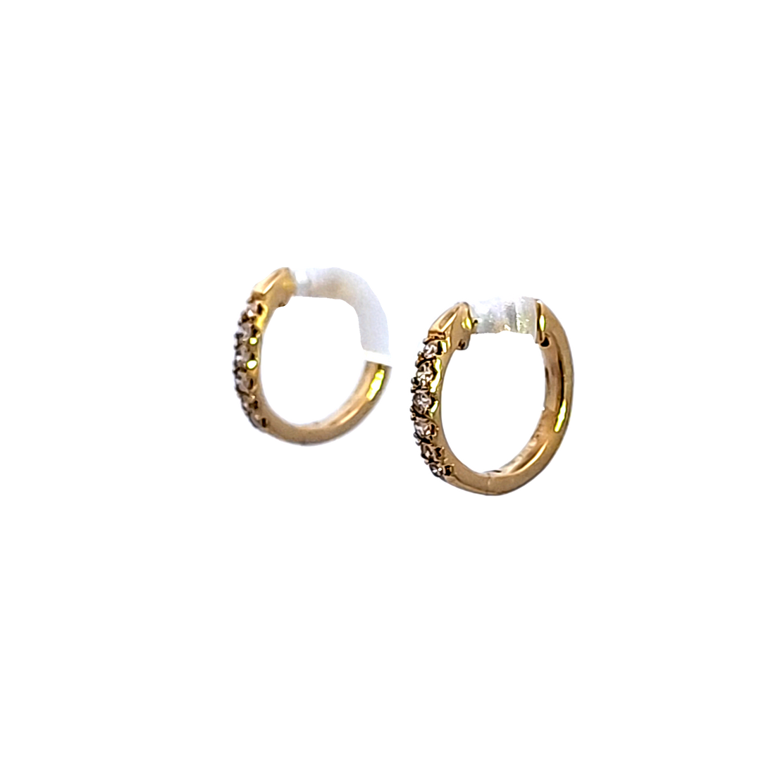 10KY Petite Huggie Diamond Hoop Earrings
