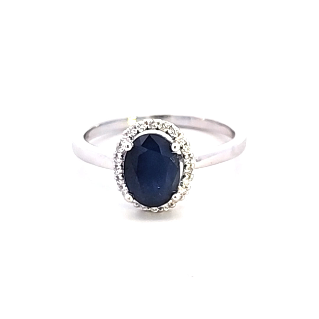 14KW Blue Sapphire and Diamond Ring