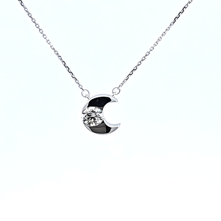 18KW Hearts On Fire Charmed Half Moon Diamond Necklace
