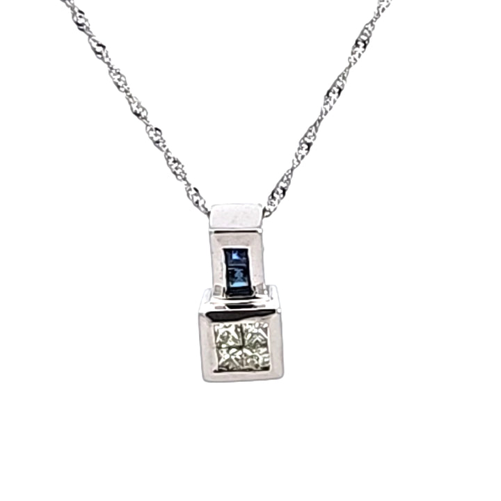 14KW Diamond and Sapphire Pendant