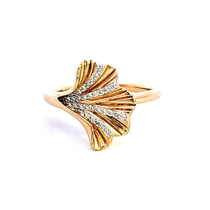 14KY Diamond Gingko Leaf Ring