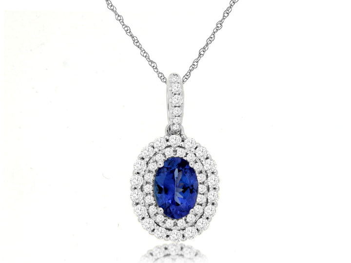 14KW Oval Tanzanite and Diamond Pendant Necklace