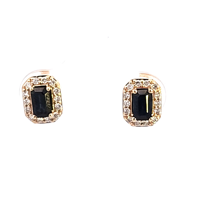 14KY Blue Sapphire and Diamond Earrings