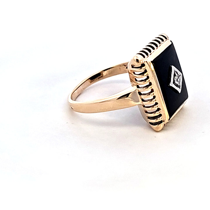 14KY Onyx and Diamond Estate Ring