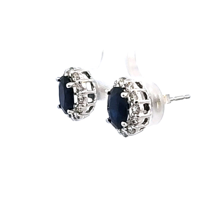14KW Blue Sapphire and Diamond Earrings