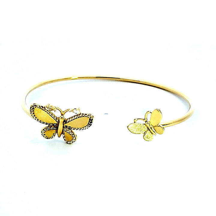 Sterling Silver and YGP CZ Butterfly Bracelet
