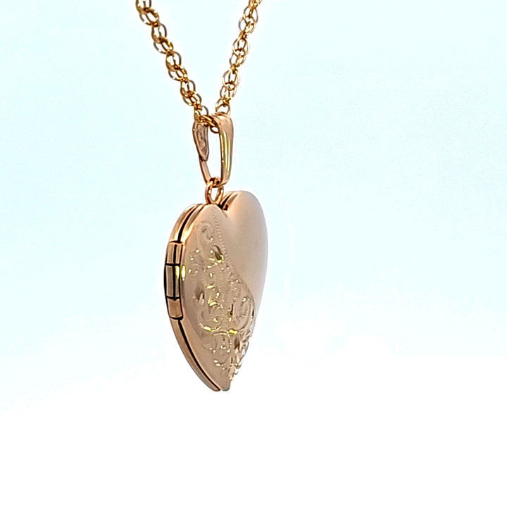 14KY Gold Filled Engraved Heart Locket