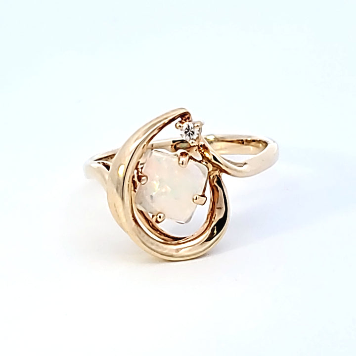 14K Yellow Gold Square Opal Ring