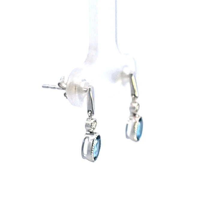 14KW Blue Topaz and Diamond Earrings